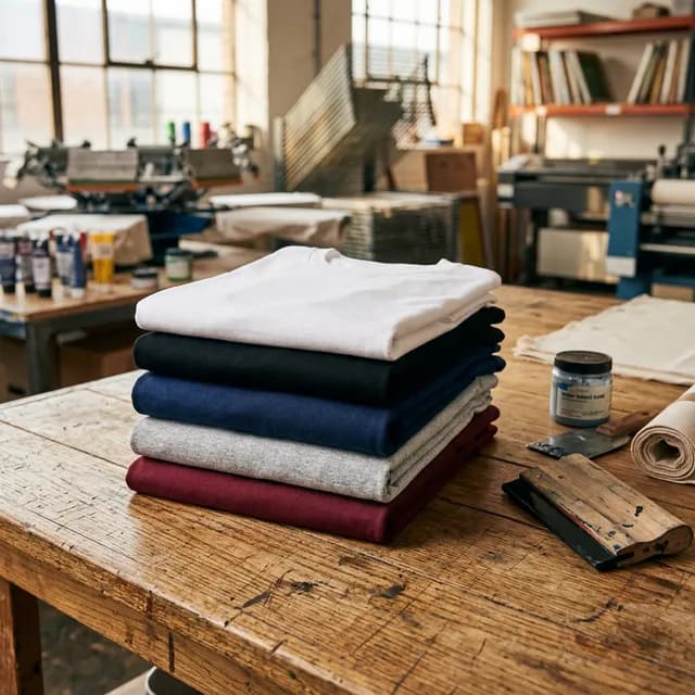 T-shirts vierges en coton de différentes couleurs prêts pour la sérigraphie en Tunisie